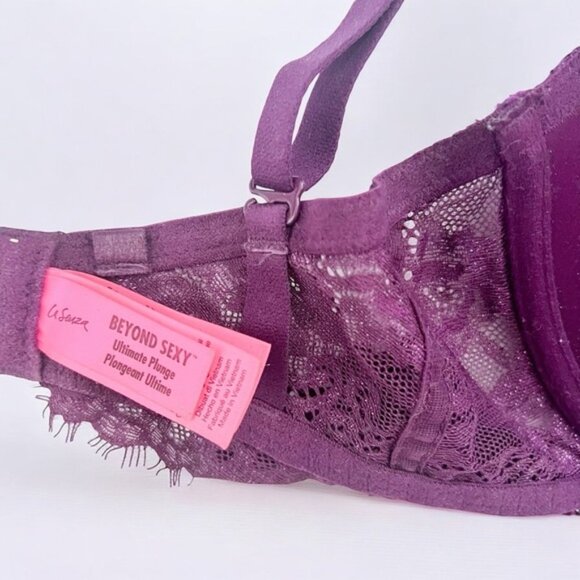 La SENZA Purple Lace Plunge Bra Sz 32F - Picture 6 of 9